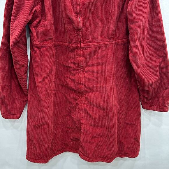 ASOS DESIGN Red Corduroy Babydoll Mini Dress Long Sleeve Empire Waist Size 14 - Picture 7 of 9